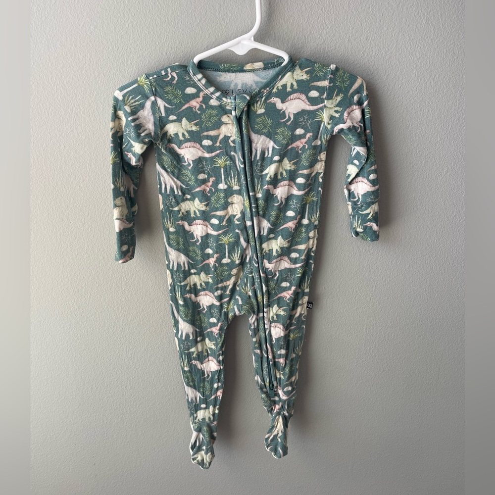 Lev Baby Rex Poppy Convertible Bamboo Zippy Pajamas with Dinosaur Print